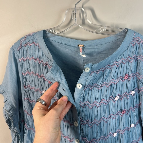 Free People Womens Victoria Babydoll Romper Size S Coquette Soft Girl Feminine - Picture 16 of 16